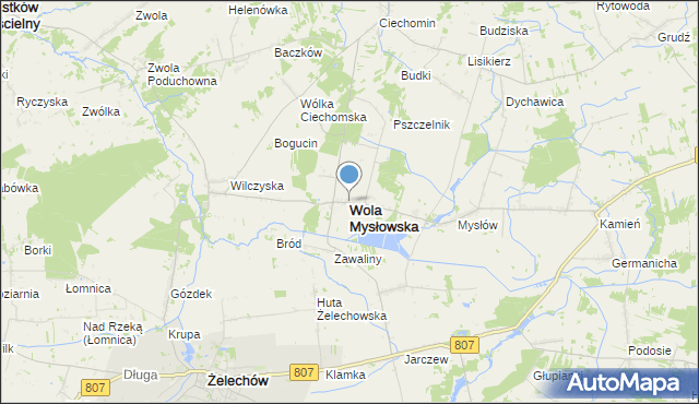 mapa Wola Mysłowska, Wola Mysłowska na mapie Targeo